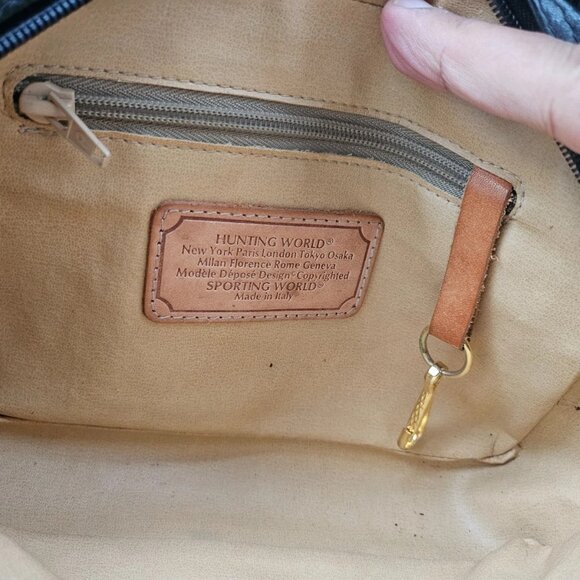 Hunting World Clutch Bag Black Leather Cosmetic Bag Make Up Bag Made in Italy - Picture 11 of 14